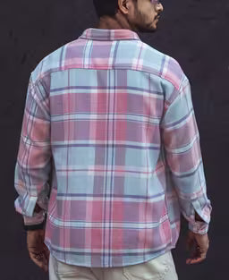 Multi Color Checked Structured Oversize Drop Shoulder Shirt