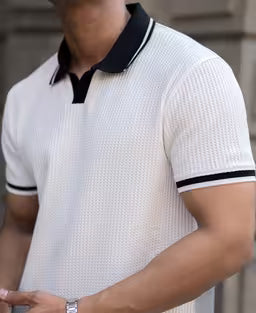 White Contrast Collar T-Shirt