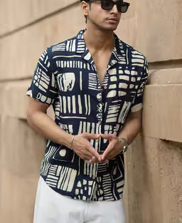 Navy Abstract Print Shirt