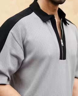 Grey Contrast Panel T-Shirt