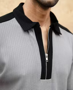 Grey Contrast Panel T-Shirt