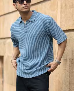 Grey Sky Abstract Print Polo T-Shirt