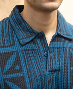 Blue Printed Polo T-Shirt