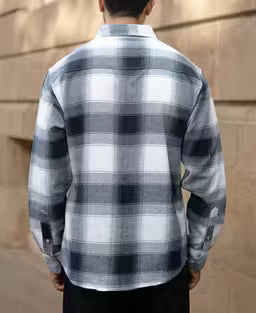 Navy Flannel Checks Shirt