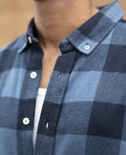 Blue Brushed Checked Shirt