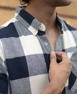 Navy Checks Shirt With Pocket