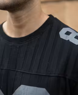 Black Printed Structure T-Shirt