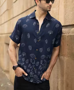 Blue Flowy Printed Shirt