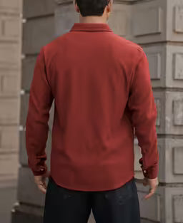 Brick Red Structured Knit Shirt