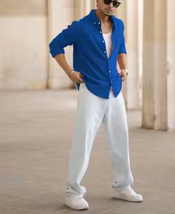 Royal Blue Structured Knit Shirt