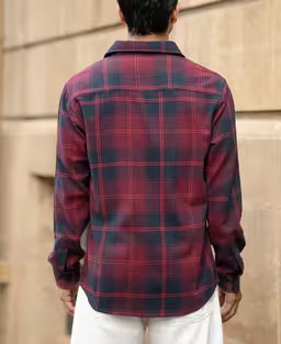 Wine Check Shirt With Pockets
