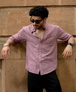 Mauve Slub Textured Shirt