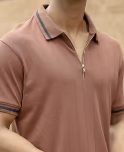 Dark Tan Zipper T-Shirt