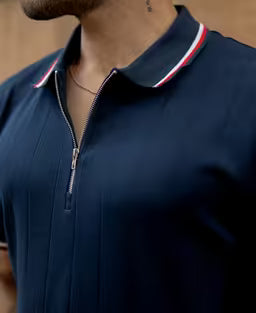 Navy Structured Zipper T-Shirt