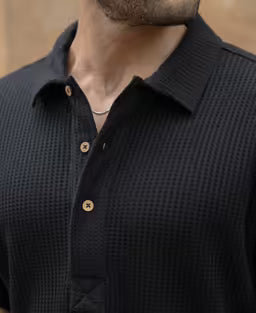 Black Knit Polo Neck Shirt