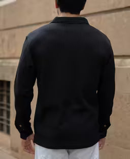 Black Knit Polo Neck Shirt