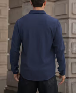 Blue Corduroy Regular Fit Full Sleeves Shirt