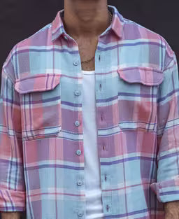 Multi Color Checked Structured Oversize Drop Shoulder Shirt