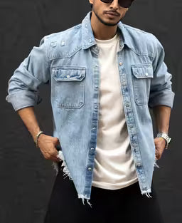 Blue Denim Regular Fit Full Sleeves Shirt