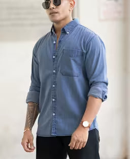 Light Blue Plain Regular Fit Shirt