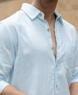 Light Blue Linen Blend Shirt
