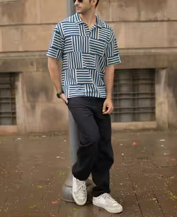 Blue Geometric Printed T-Shirt