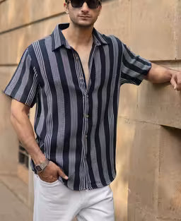 Navy Structured Stripe Shirt