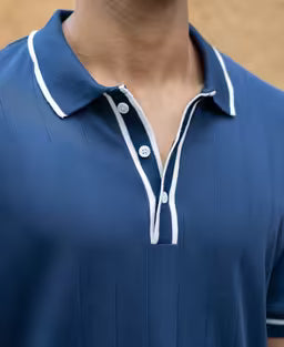 Blue Knit Polo T-Shirt