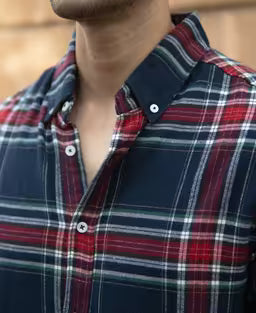 Navy Flannel Checked Shirt