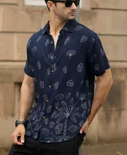 Blue Flowy Printed Shirt