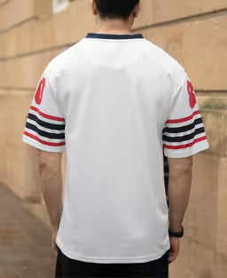 White And Navy Jersey T-Shirt