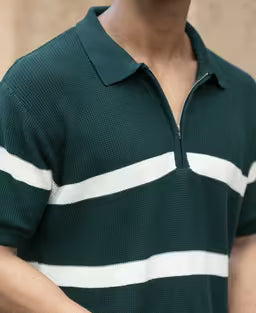 Pine Striped Zipper T-Shirt