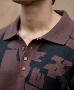 Dark Brown Jacquard Knit T-Shirt