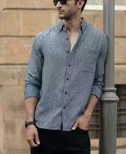 Dark Grey Slub Textured Shirt