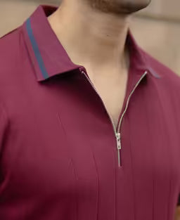 Maroon Knit Zipper T-Shirt
