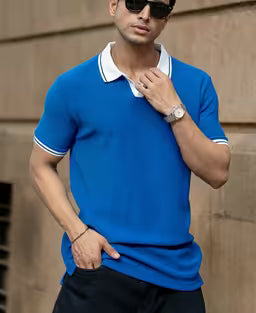 Royal Contrast Collar Polo T-Shirt