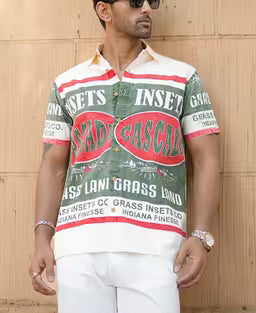 Olive Washed Printed Shirt