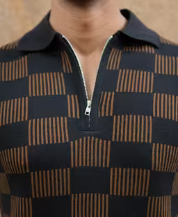 Brown And Black Jacquard Knit T-Shirt