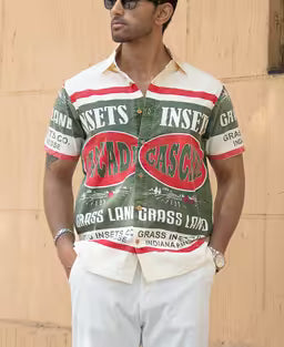 Olive Washed Printed Shirt