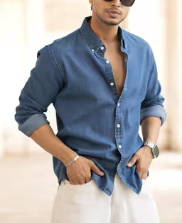Blue Denim Full Sleeves Regular Fit Shirt